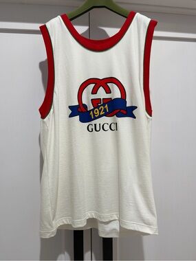 Gucci White Tank with Red and Green Trim